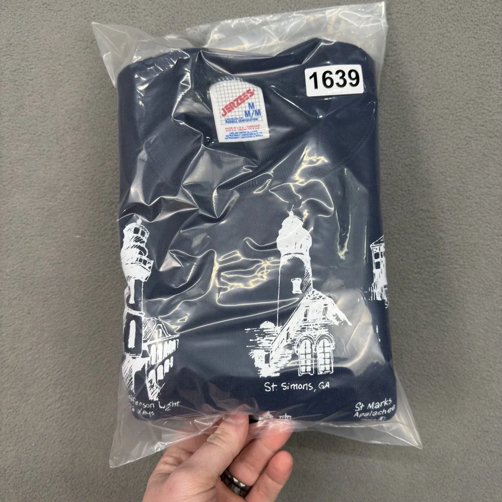 Vintage Michigan Rag Co Lighthouse Sweatshirt Size M All Over Print Crewneck USA - Picture 15 of 15
